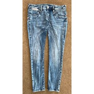 Herrlicher Piper Slim Jeans Womens 30x30 Low Rise Stone Wash Blue Cotton Denim